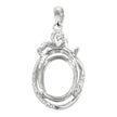 Oval Frame Pendant Set with Cubic Zirconia and Soldered Loop and Bail in Sterling Silver 12x14mm