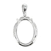 Oval Frame Pendant Set with Cubic Zirconias and Soldered Loop and Bail in Sterling Silver 13x18mm