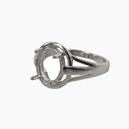 Tapered Ring with Oval Prong Mounting in Sterling Silver 7x9mm
