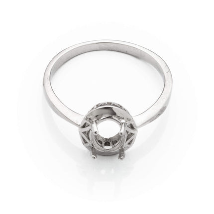 Ring with Oval Prongs Mounting in Sterling Silver 5x7mm