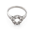 Floral Ring with Oval Prongs Mounting in Sterling Silver 6x7mm