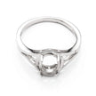 Hollow Ring with Oval Prongs Mounting in Sterling Silver 7x9mm