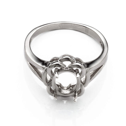 Celtic Ring with Oval Prongs Mounting in Sterling Silver 7x9mm