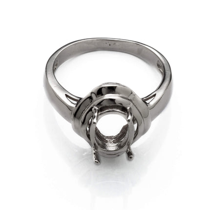 Beveled Ring with Oval Prongs Mounting in Sterling Silver 7x9mm