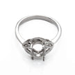 Hollow Leaf Ring with Oval Prongs Mounting in Sterling Silver 7x9mm