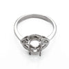 Hollow Leaf Ring with Oval Prongs Mounting in Sterling Silver 7x9mm