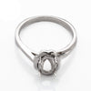 Floral Ring with Oval Prongs Mounting in Sterling Silver 6x8mm