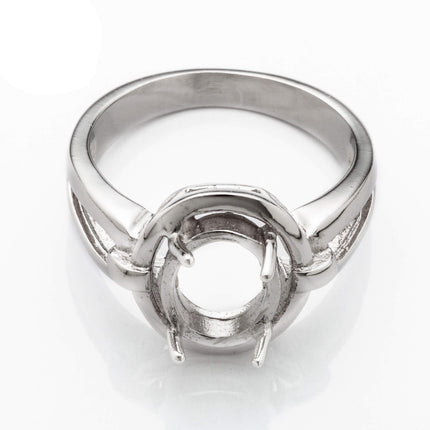 Tapered Ring with Oval Prongs Mounting in Sterling Silver 8x10mm