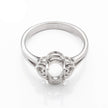 Heart Ring with Oval Prongs Mounting in Sterling Silver 6x8mm