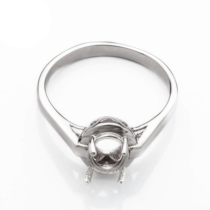 Hook Ring with Oval Prongs Mounting in Sterling Silver 6x8mm