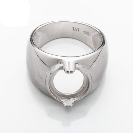 Simple Ring with Oval Prongs Mounting in Sterling Silver 10x12mm