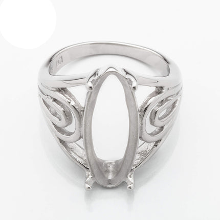 Marquise Ring with Marquise Prongs Mounting in Sterling Silver 8x22mm
