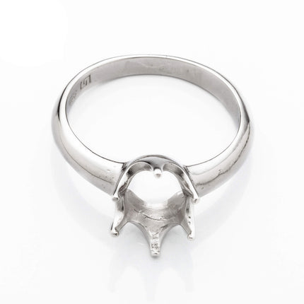 Simple Ring Setting with Oval Prongs Mounting in Sterling Silver 8x10mm