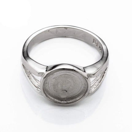 Tapered Ring with Round Bezel Mounting in Sterling Silver 10mm
