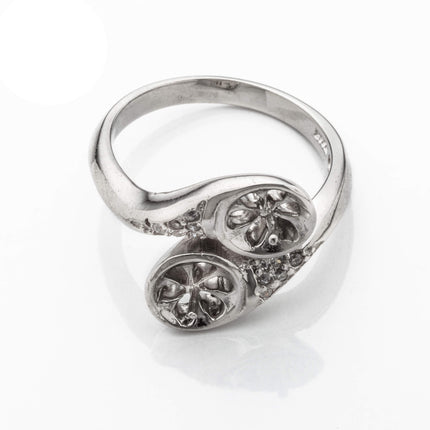 Granular Cross-Over Ring with Peg Mounting in Sterling Silver 6mm