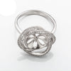 Twisted-Over Ring with Cub Zirconia Inlays and Cup and Peg Mounting in Sterling Silver 10mm