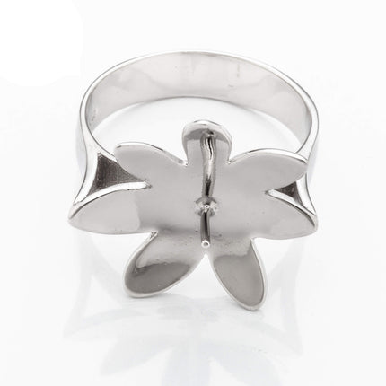 Wide Shank Floral Ring with Peg Mounting in Sterling Silver 9mm