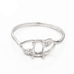 Leaf Ring with Oval Prong Mounting in Sterling Silver 4x6mm