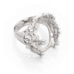 Floral Ring with Oval Bezel Mounting in Sterling Silver 15x21mm