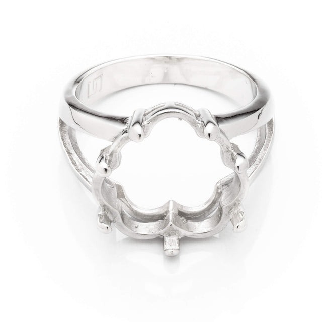Heart Ring with Heart Prongs Mounting in Sterling Silver 14x15mm