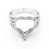Heart Ring with Heart Mounting in Sterling Silver 13x14mm