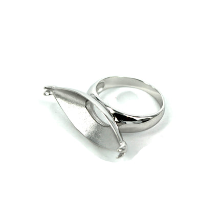 Marquise Ring with Marquise Prongs Mounting in Sterling Silver 13x32mm