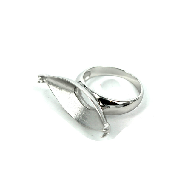 Marquise Ring with Marquise Prongs Mounting in Sterling Silver 13x32mm