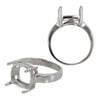 Ring Setting with Rectangular Prongs Mounting in Sterling Silver 10x11mm