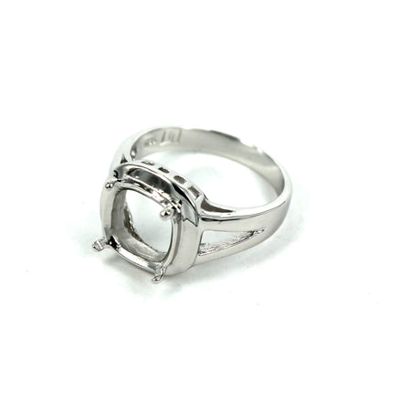 Ring with Square Prong Mounting in Sterling Silver 10x10mm