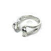 U-Shape Ring with Two Round Prongs Mountings in Sterling Silver 13mm