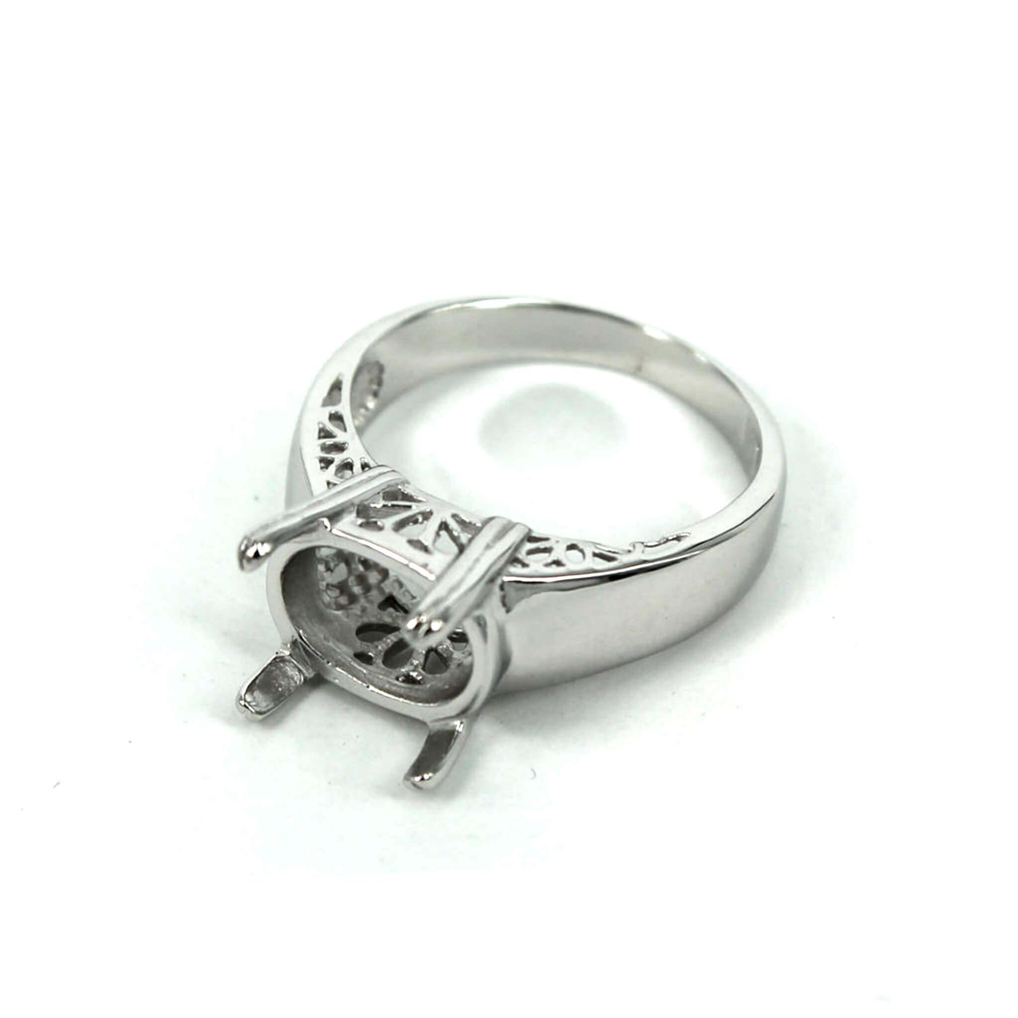 Frolic Ring with Oval Prongs Mounting in Sterling Silver 9x12mm