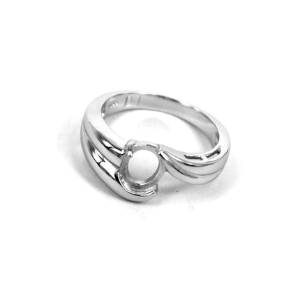 Cross-over Ring with Oval Prongs Mounting in Sterling Silver 5x7mm