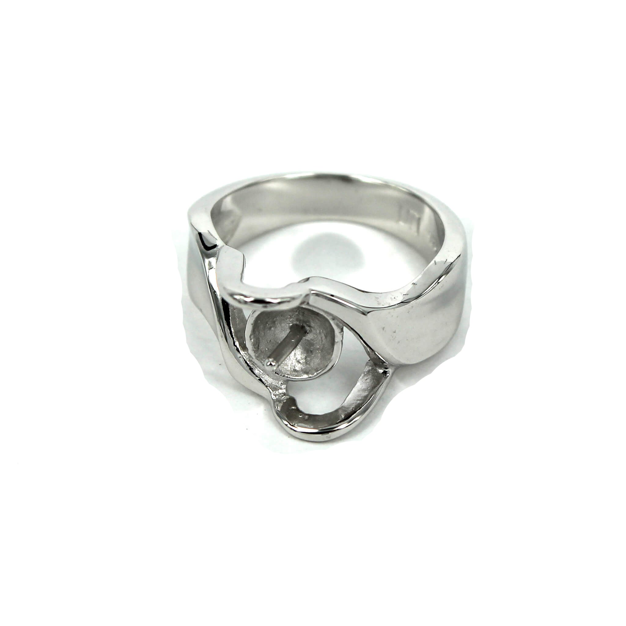Wavy Cross-Over Ring with Peg Mounting in Sterling Silver 10mm