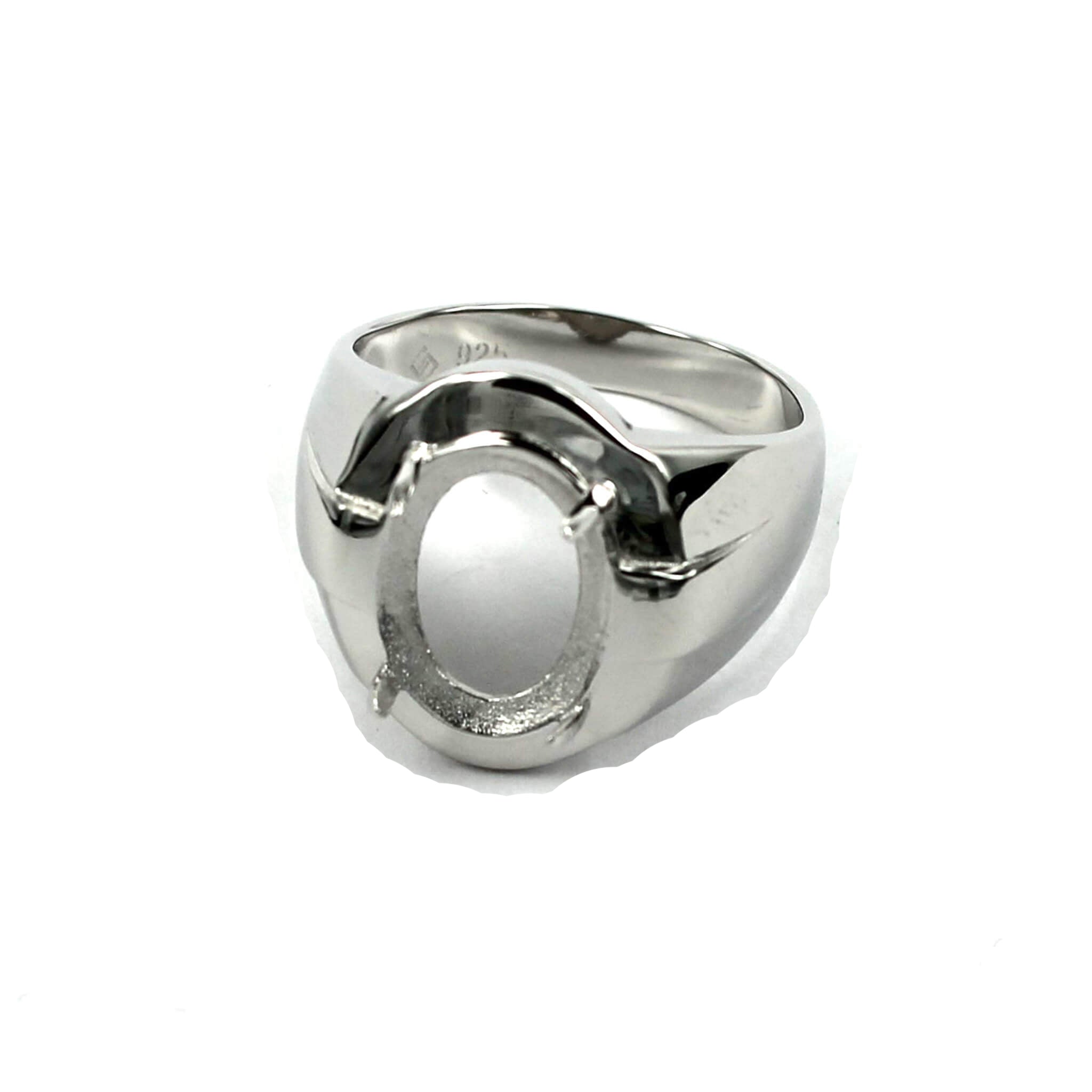 Tapered Ring with Oval Prongs Mounting in Sterling Silver 10x14mm