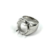 Tapered Wide Ring with Oval Prongs Mounting in Sterling Silver 14x16mm