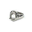 Ring with Oval Prongs Mounting in Sterling Silver 12x14mm