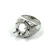 Patterned Ring with Oval Prongs Mounting in Sterling Silver 13x17mm