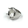 Patterned Ring with Oval Prongs Mounting in Sterling Silver 18x22mm