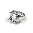 Ring with Oval Prongs Mounting in Sterling Silver 15x18mm