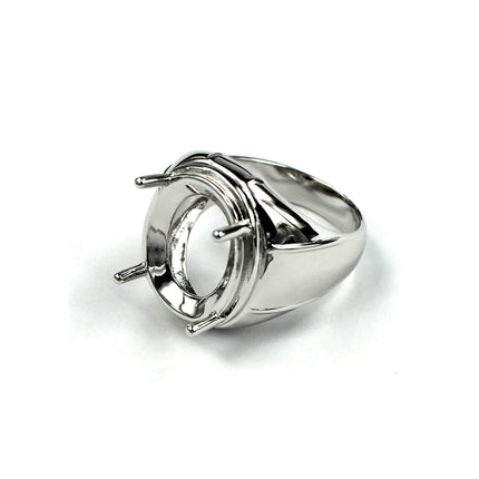 Ring with Oval Prongs Mounting in Sterling Silver 15x18mm