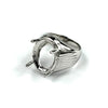 Patterned Ring Setting with Oval Prongs Mounting in Sterling Silver 15x20mm