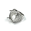 Mesh Pattern Ring with Oval Prong Mounting in Sterling Silver 17x23mm