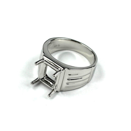 Ring with Rectangular Prongs Mounting in Sterling Silver 10x12mm