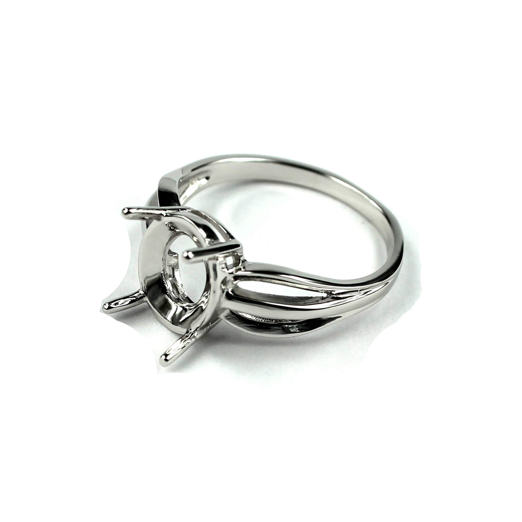 Hollow Ring with Oval Mounting in Sterling Silver for 10x11.5mm Stones