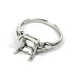 Patterned Ring with Square Prong Mounting in Sterling Silver for 7x7mm Stones
