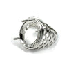Hollow Pattern Ring with Oval Prongs Mounting in Sterling Silver 15x19mm