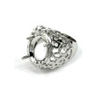 Hollow Swirls Ring with Oval Prongs Mounting in Sterling Silver 12x16mm