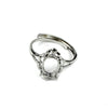 Ring with Cubic Zirconia Inlays and Oval Prongs Mounting in Sterling Silver 7x9mm