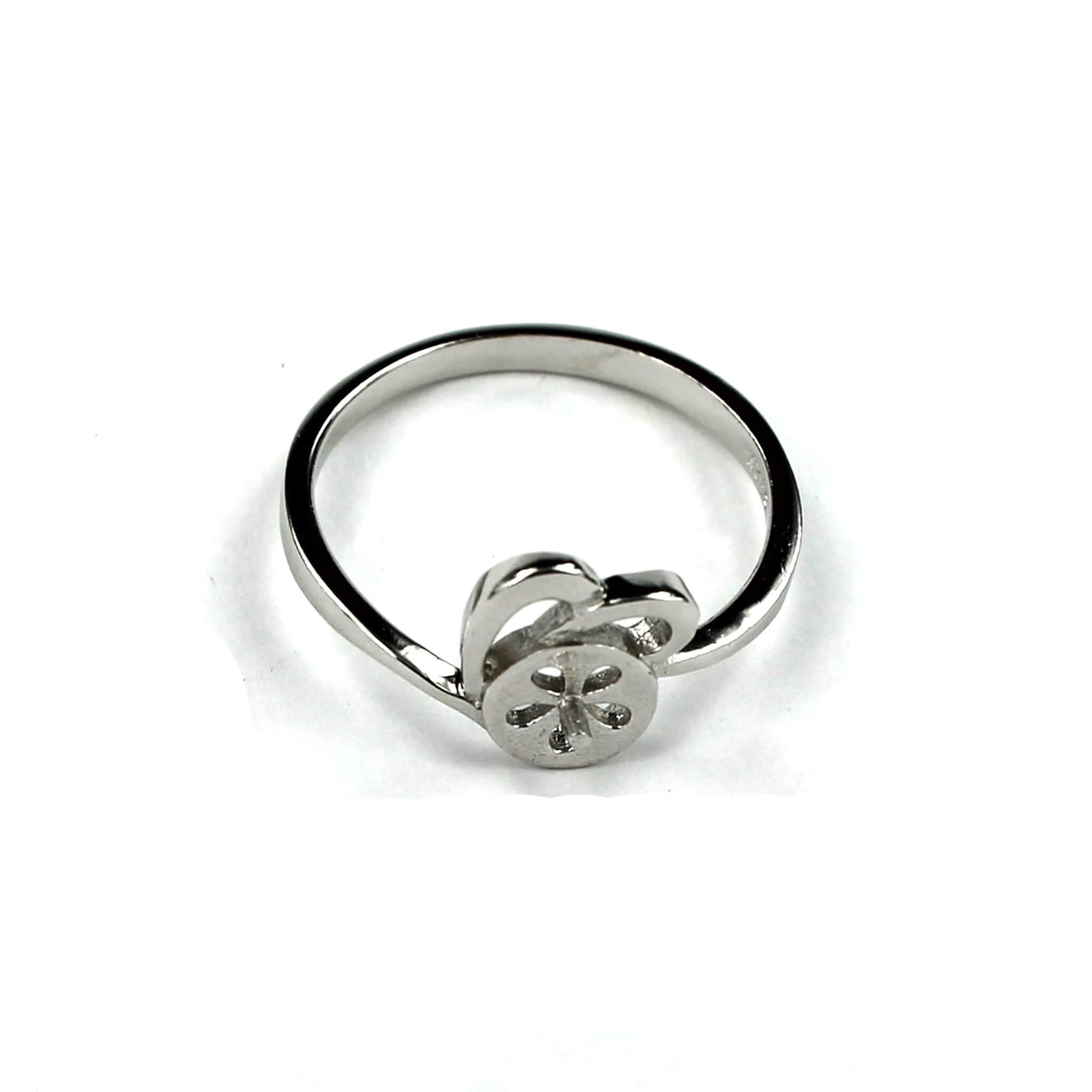 Heart Cross-Over Ring with Peg Mounting in Sterling Silver 6mm