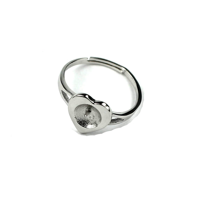 Heart Ring with Cup and Peg Mounting in Sterling Silver 6mm
